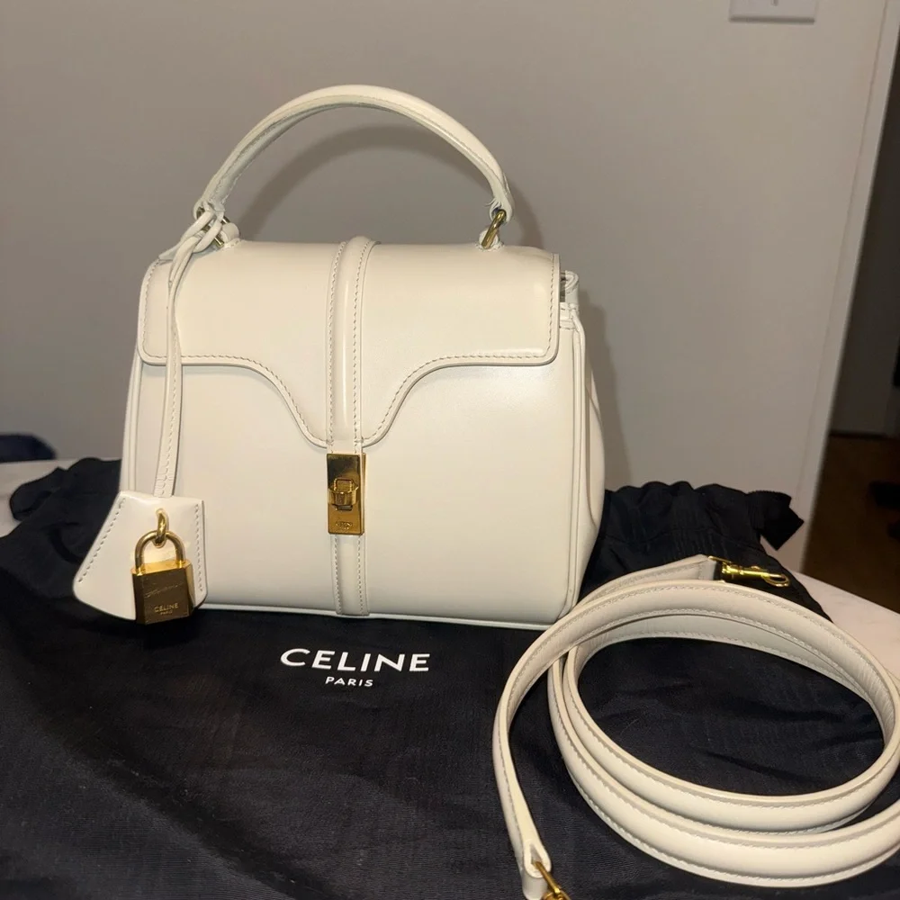 Celine 16 Top Handle Bag Smooth Calfskin Mini Cream